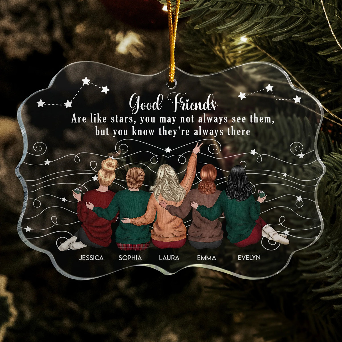 6Friends Like Star - Thank You Gifts For Friends, Sisters - Personalized Acrylic Ornament（副本）（副本）（副本）（副本）（副本）（副本）